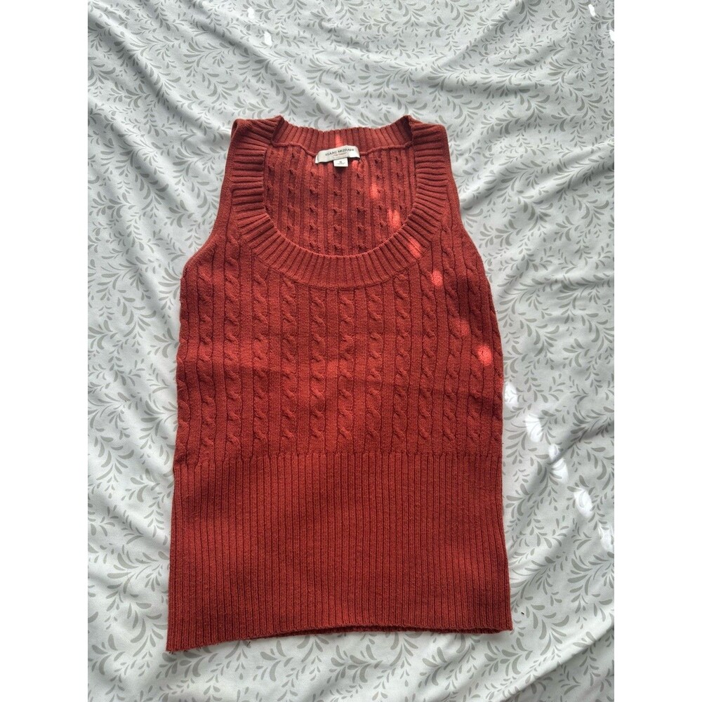 Isaac Mizrahi Cable Knit Tank Sweater Women's Small Burnt Orange